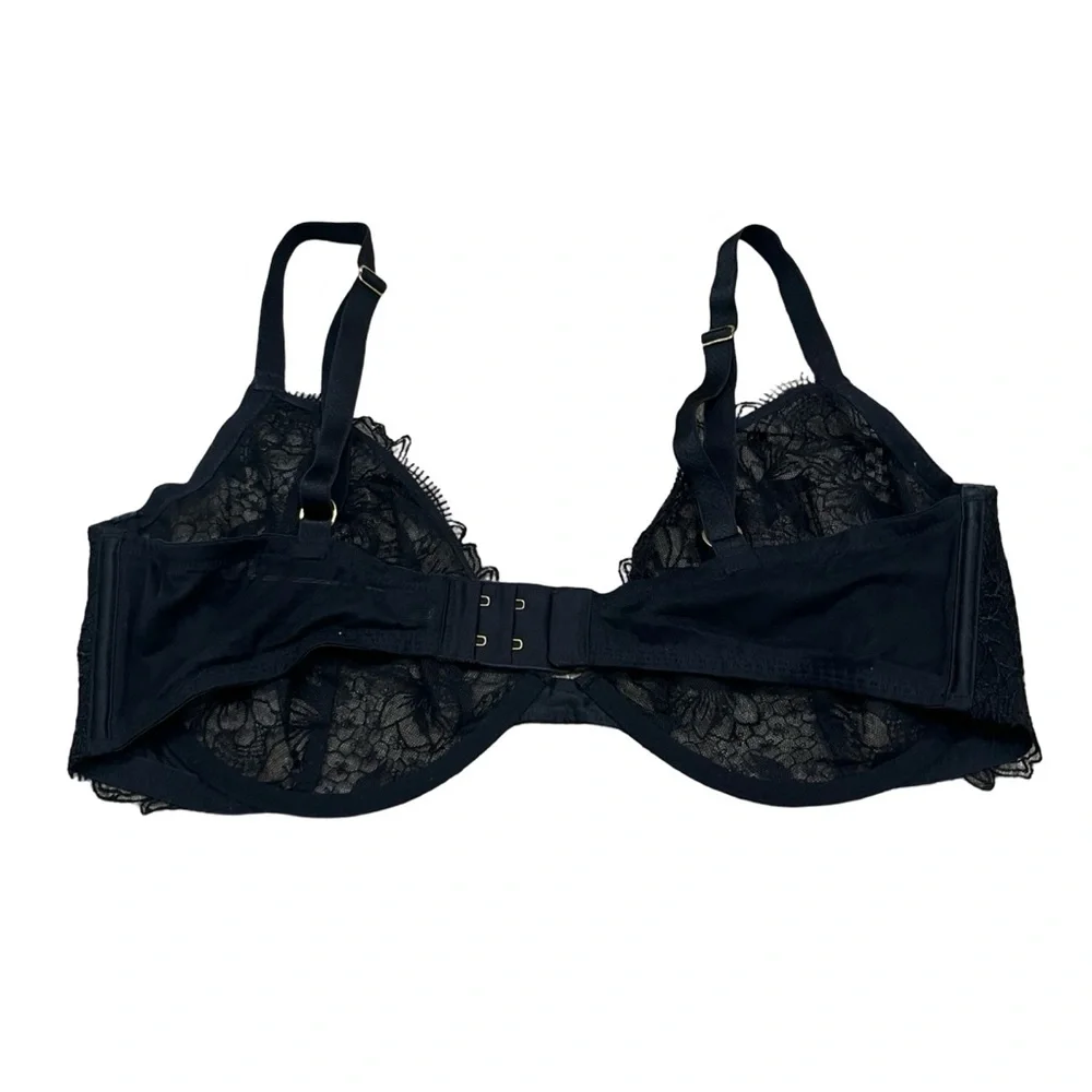 Victoria’s Secret Very Sexy Black Embroidered Unlined Demi Bra | Size 38DD / 38E - Picture 5 of 11